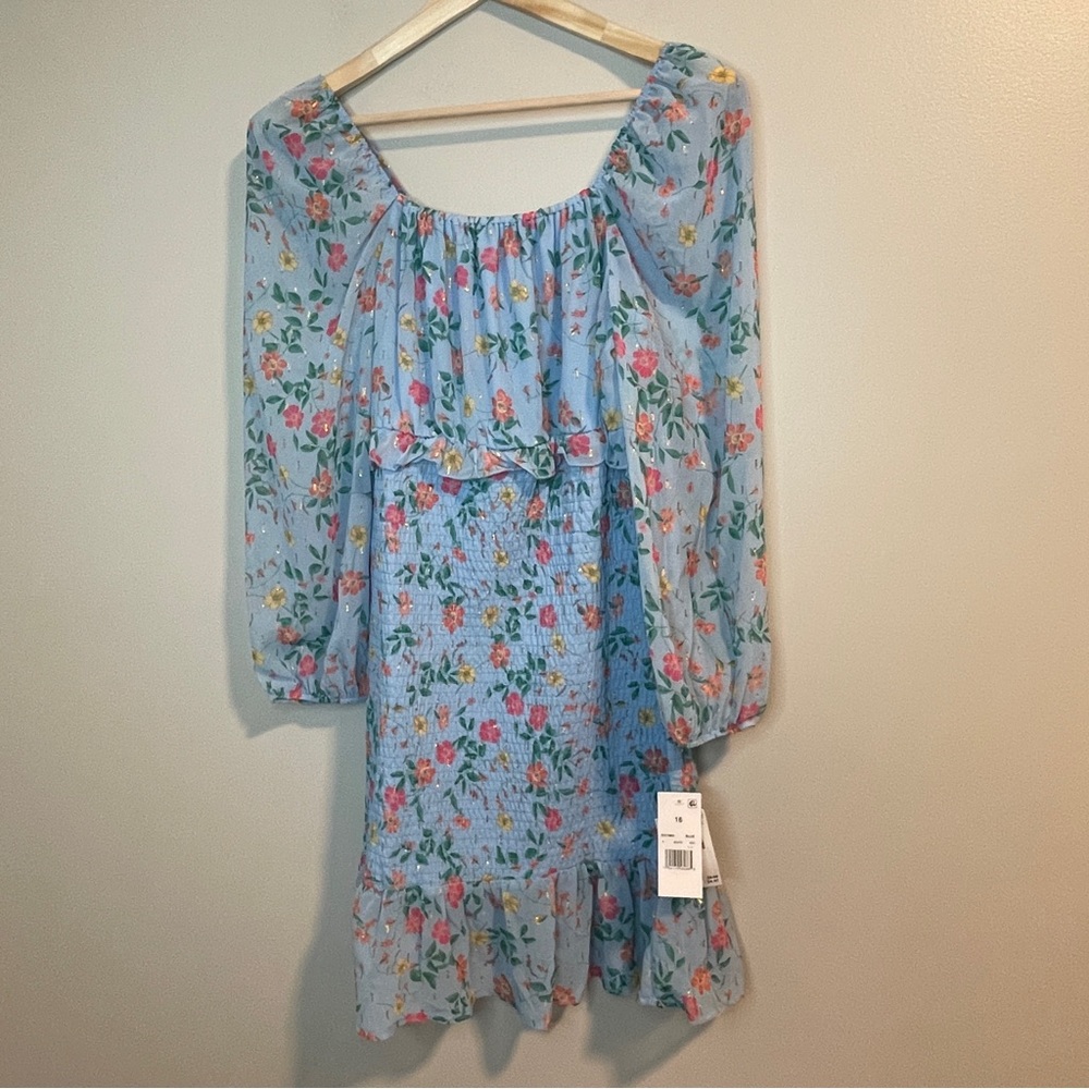 Tween Diva Light Blue Floral Dress Sz16